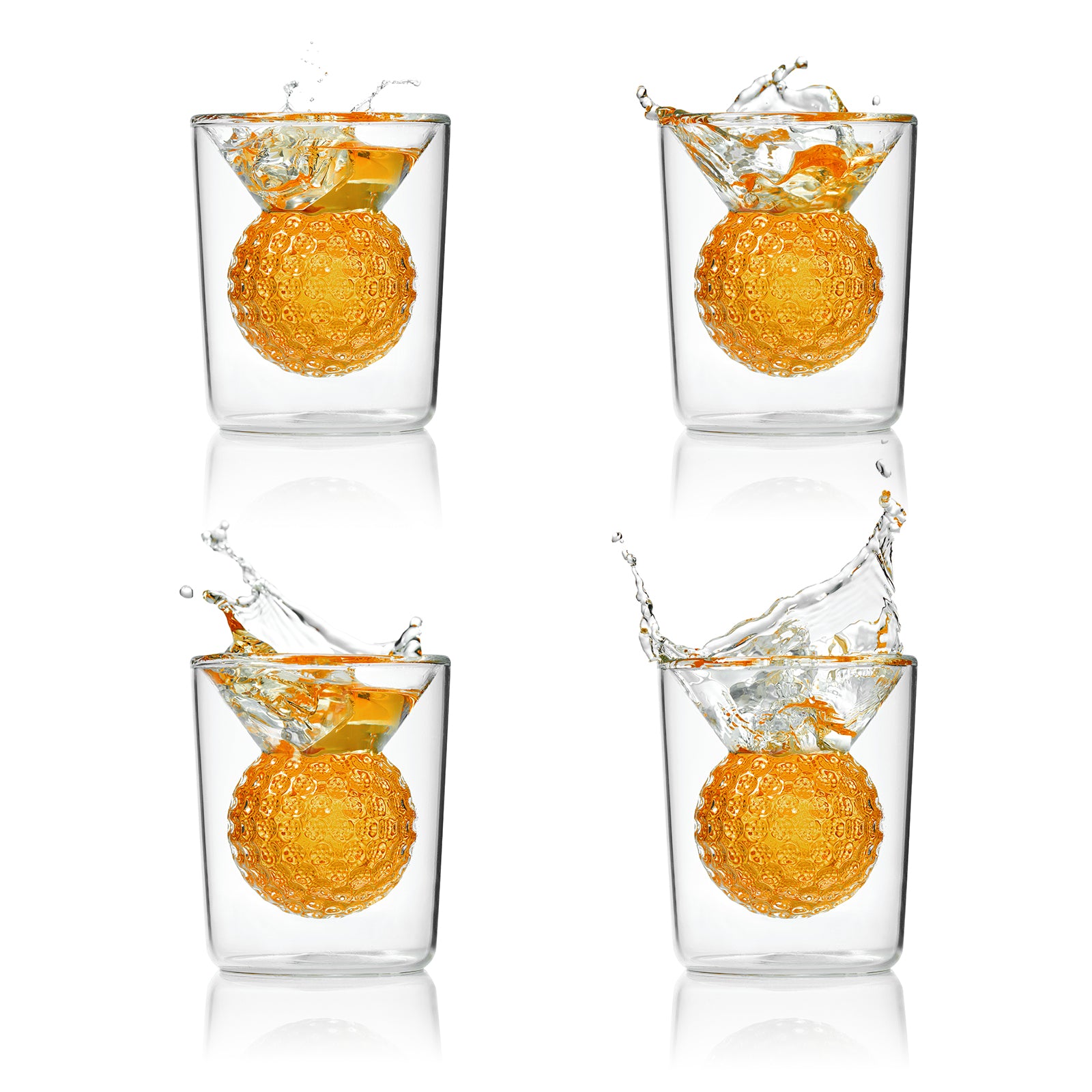 Golf Ball Shaped Whiskey Glass Set of Two - Gift for Golfers